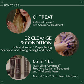 Aveda shampoo by sink with blonde hair showing brightening result