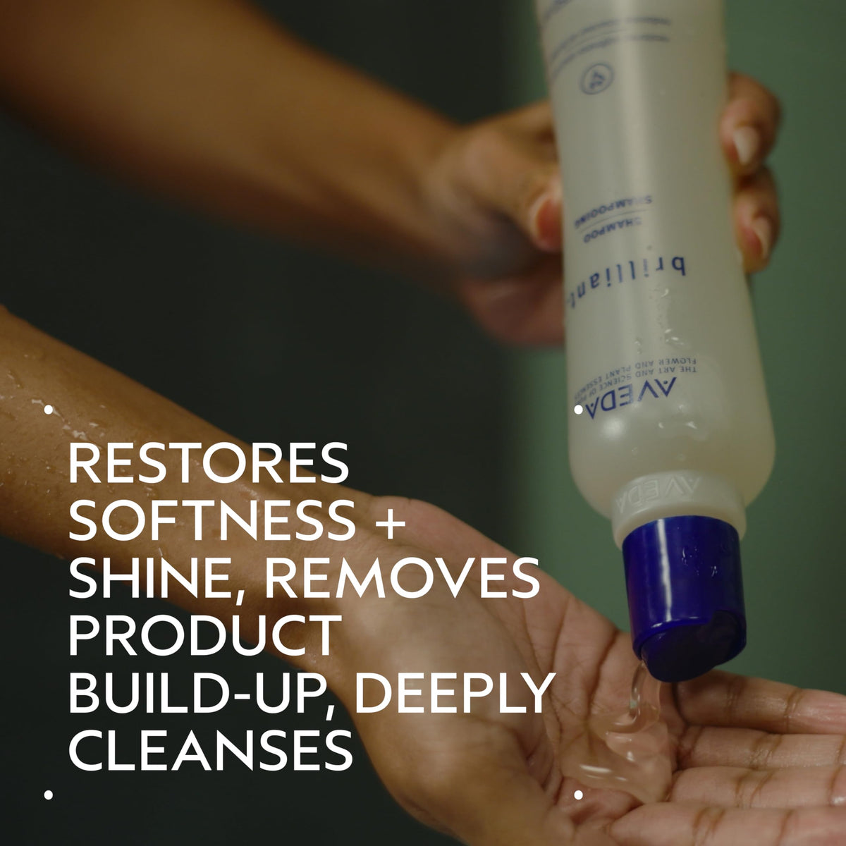 Aveda back label close-up listing ingredients and benefits