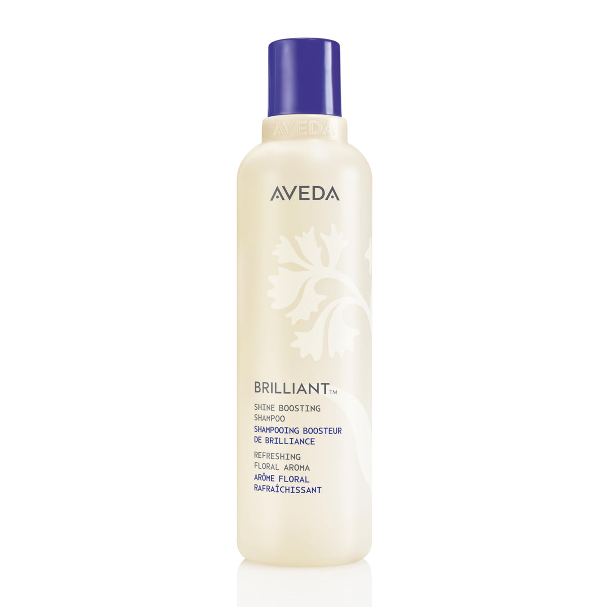 Aveda bottle front view showing branding and shine benefits
