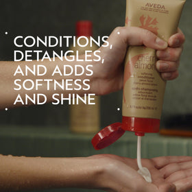 Aveda Cherry Almond being dispensed from pump for easy application