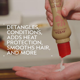 Aveda Cherry Almond texture close-up showing creamy consistency for easy detangling