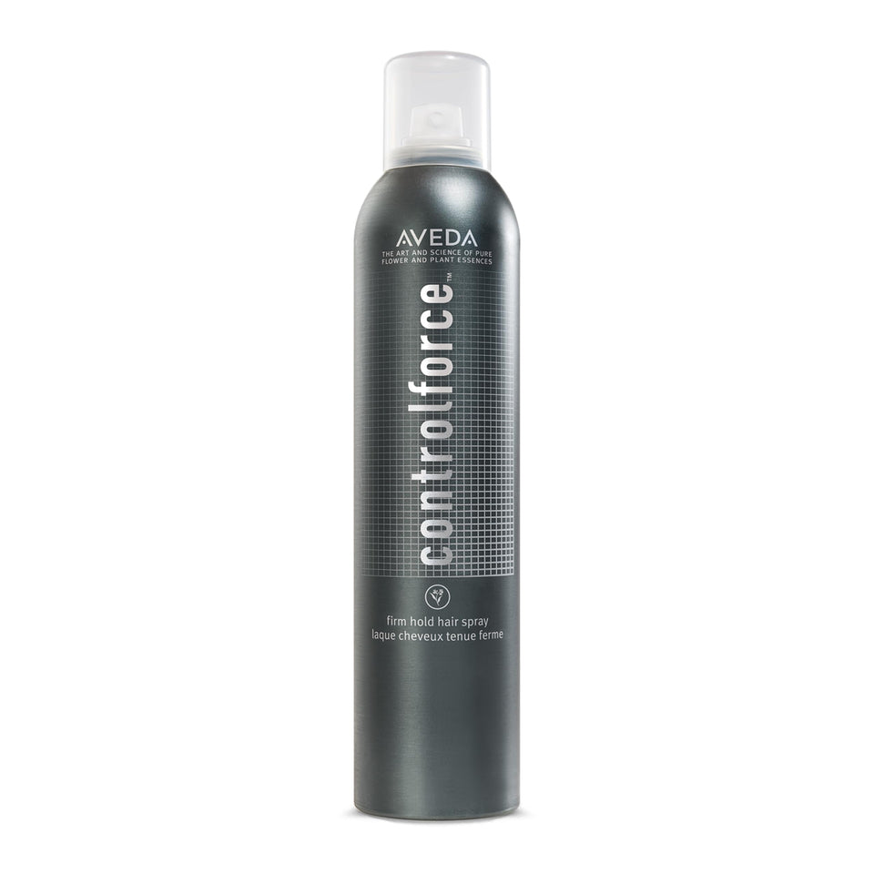 Aveda Control Force front can showing branding and size for quick identification