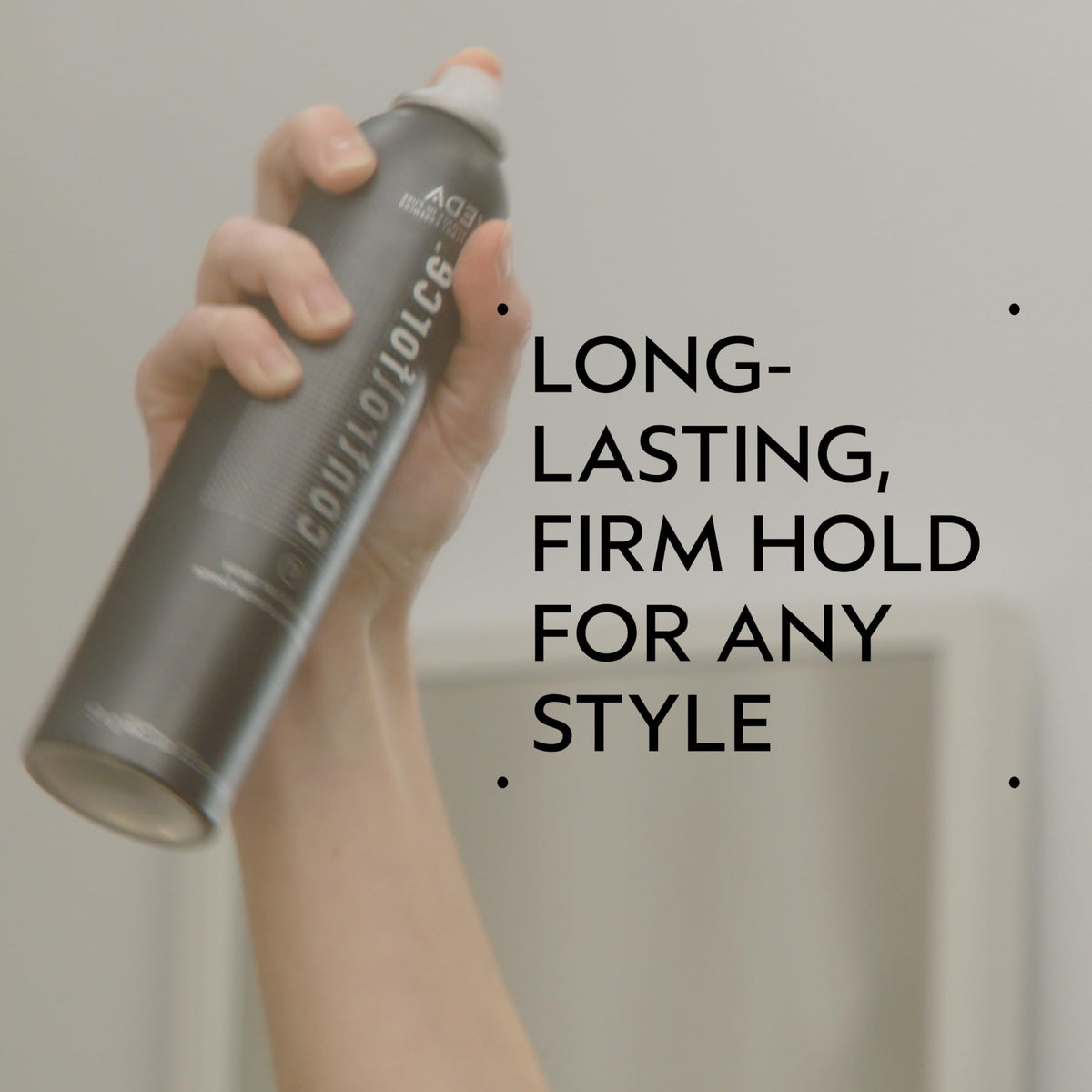 Close-up of Aveda Control Force label highlighting clean formulation benefits