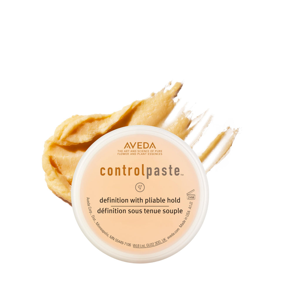 Aveda control paste front tub showing product and branding benefit texture