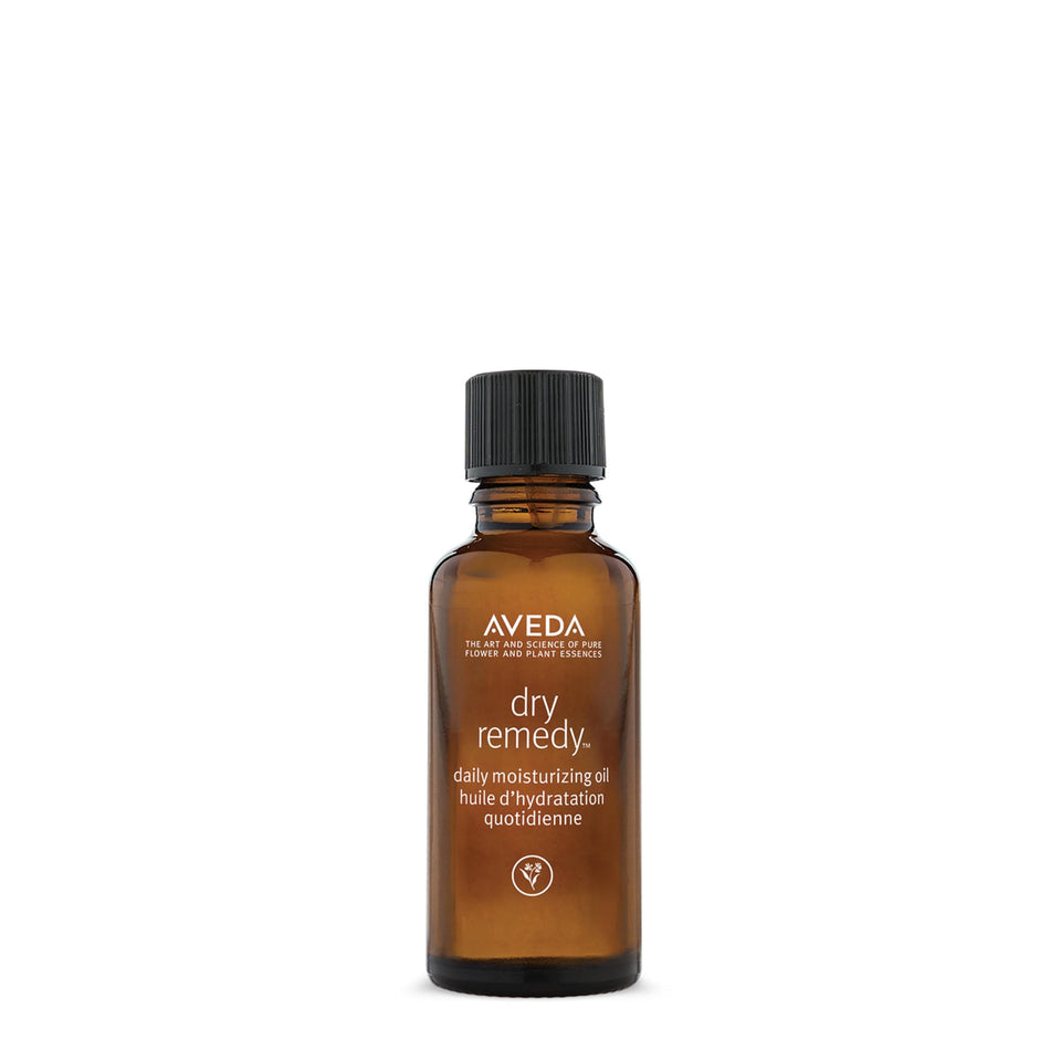 Aveda Dry Remedy front bottle showing label and compact size for travel