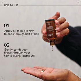 Aveda Dry Remedy 1 fl oz bottle next to common items to show scale
