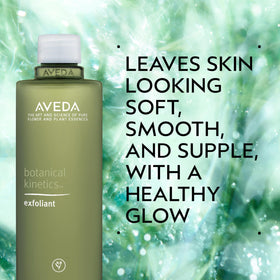 Close-up of Aveda label highlighting botanically derived ingredient claims