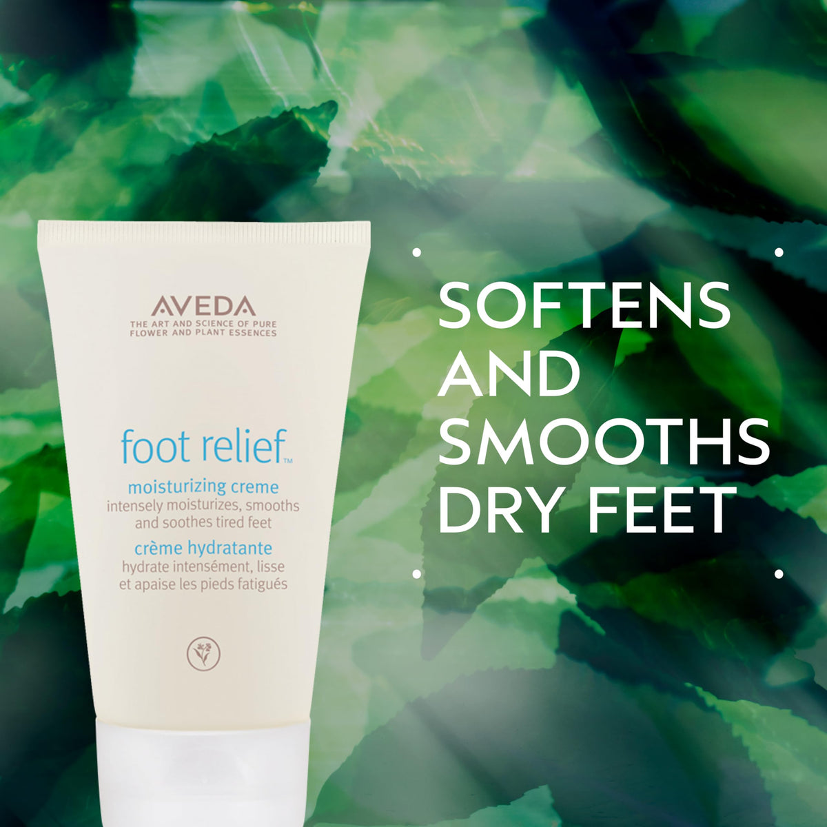 Aveda Foot Relief cream texture close-up displaying rich hydration