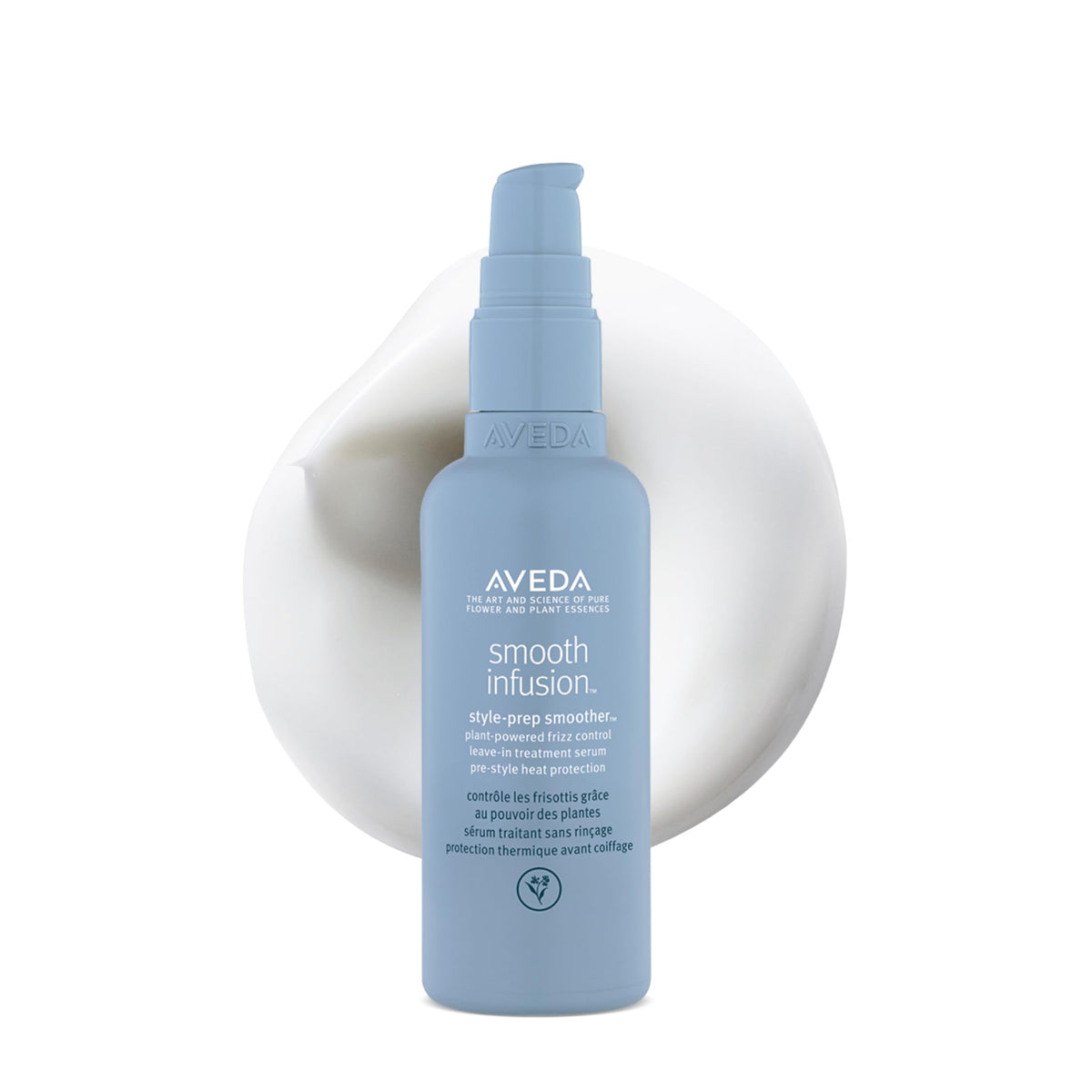 Aveda front packaging showing smoother bottle and benefits