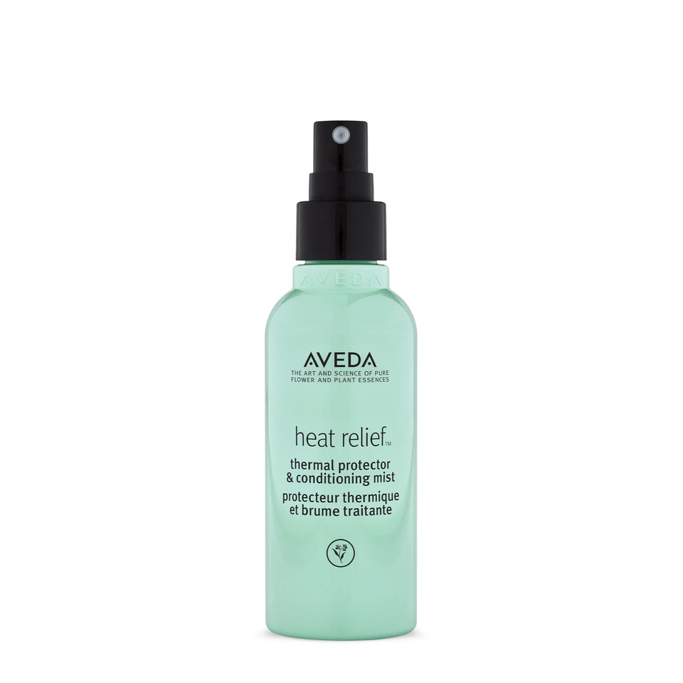 Aveda Heat Relief front bottle showing clean branding and manageable size