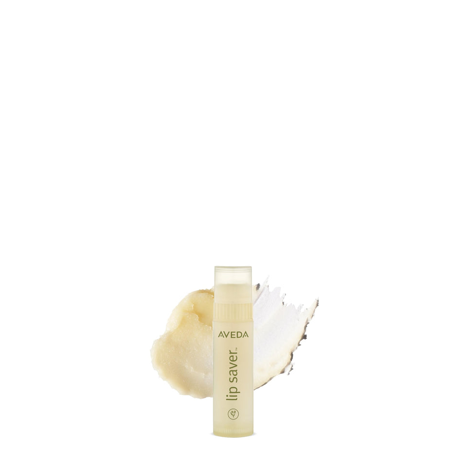 Aveda lip saver front view showing twist-up tube and product name, easy application benefit