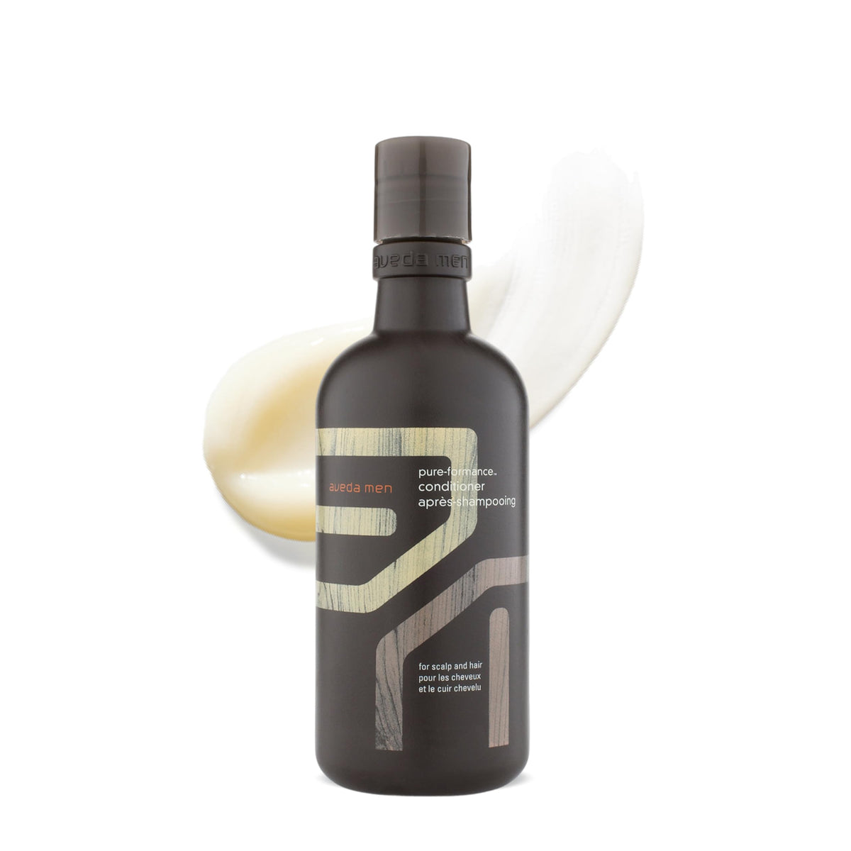 Aveda men Pure-Formance conditioner front view showing sleek packaging and lightweight formula benefits