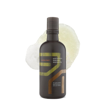 Aveda bottle front view showing branding and clean design benefit
