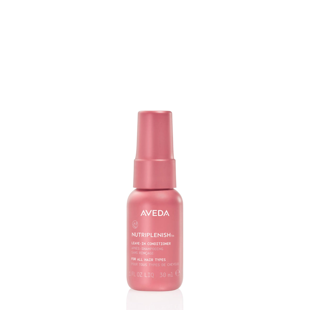 Aveda Nutriplenish front bottle showing label and travel-ready size benefit