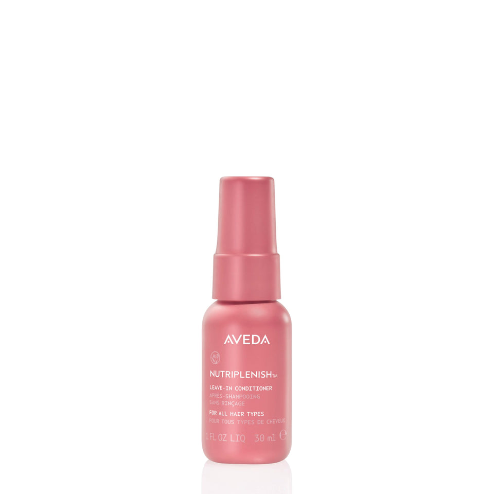 Aveda Nutriplenish front bottle showing label and travel-ready size benefit