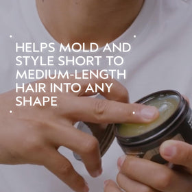 Aveda pomade open jar texture close-up highlighting lightweight, pliable consistency