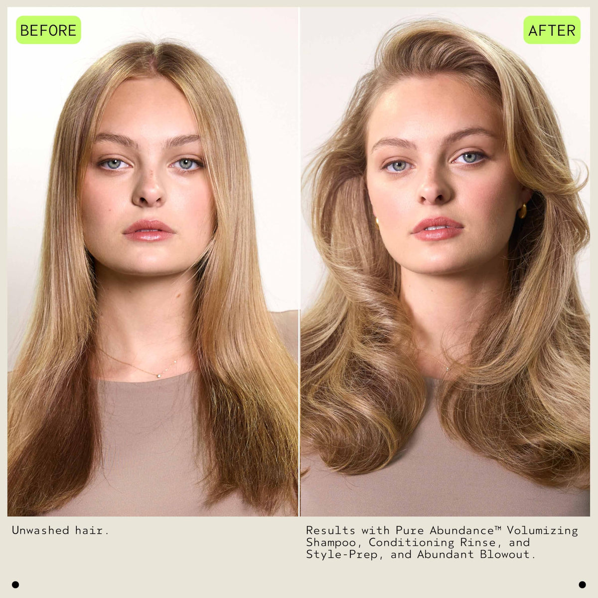 Close-up of Aveda Pure Abundance cream texture, shows lightweight conditioning feel