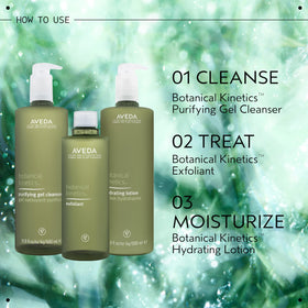 Aveda purifying gel cleanser size scale with hand indicating 5 fl oz