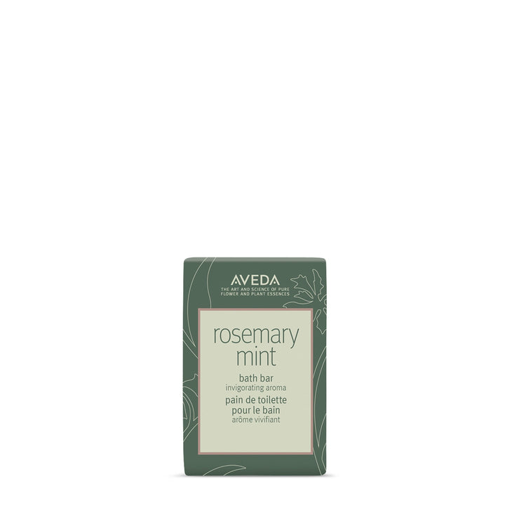 Aveda bath bar front packaging showing rosemary mint aroma and benefits