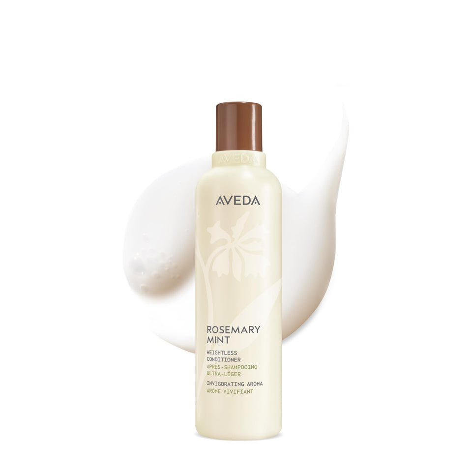 Aveda bottle front packaging showing rosemary mint scent and benefits