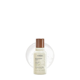 Aveda front packaging showing rosemary mint travel bottle, refreshing scent benefit