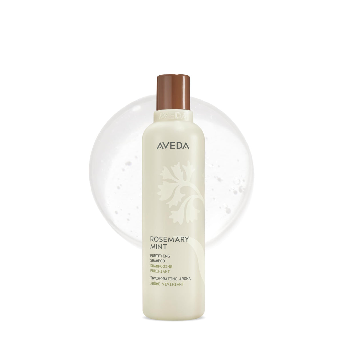 Aveda bottle front packaging showing rosemary mint branding and size