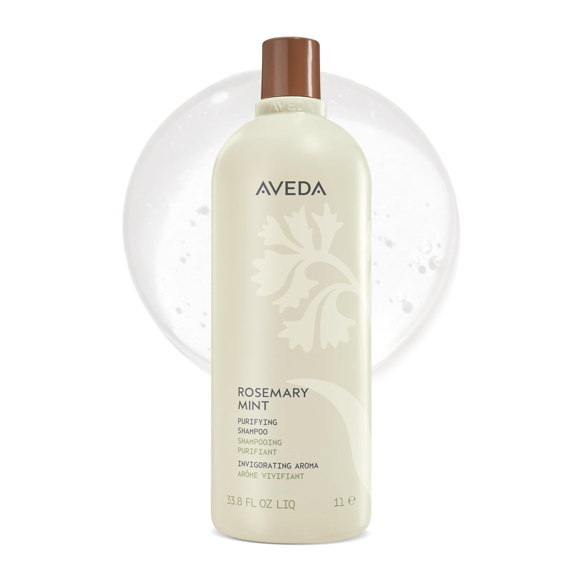 Aveda front packaging showing bottle and label benefits