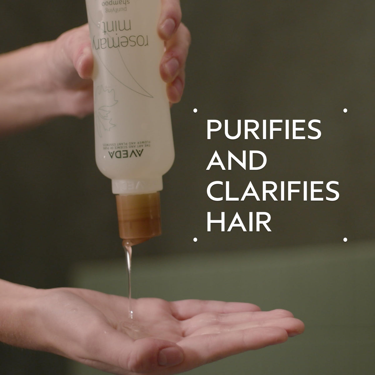 Aveda bottle pump dispensing shampoo highlighting easy use and control