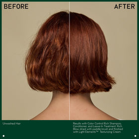 Aveda shampoo lathering in hands while cleansing color-treated hair gently