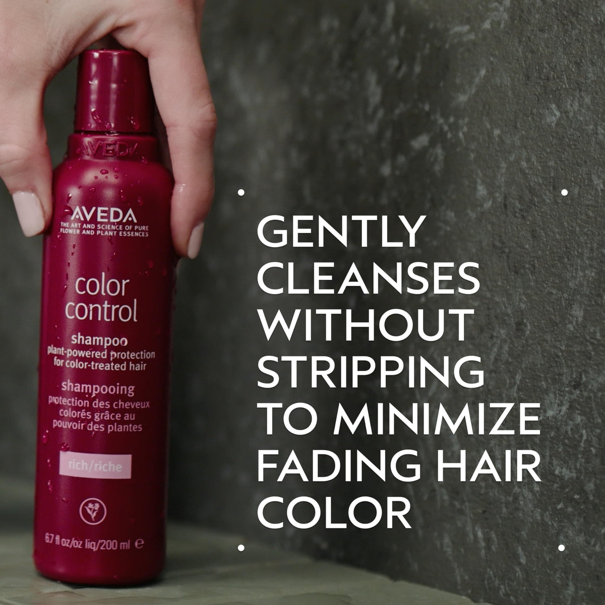 Aveda shampoo pump dispensing creamy texture for gentle cleansing and shine