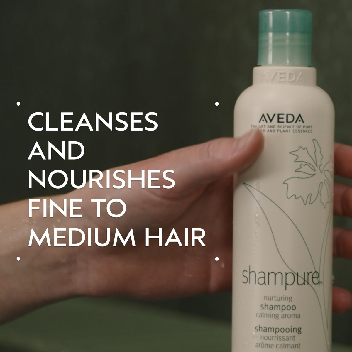 Aveda Shampure back label detailing ingredients and naturally derived claim