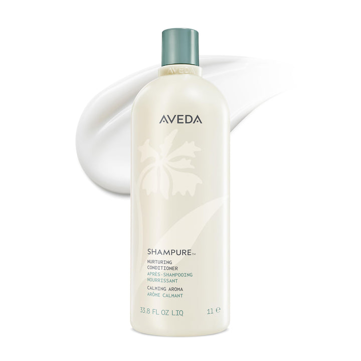 Aveda Shampure front packaging showing large 33.8 oz bottle and calming design