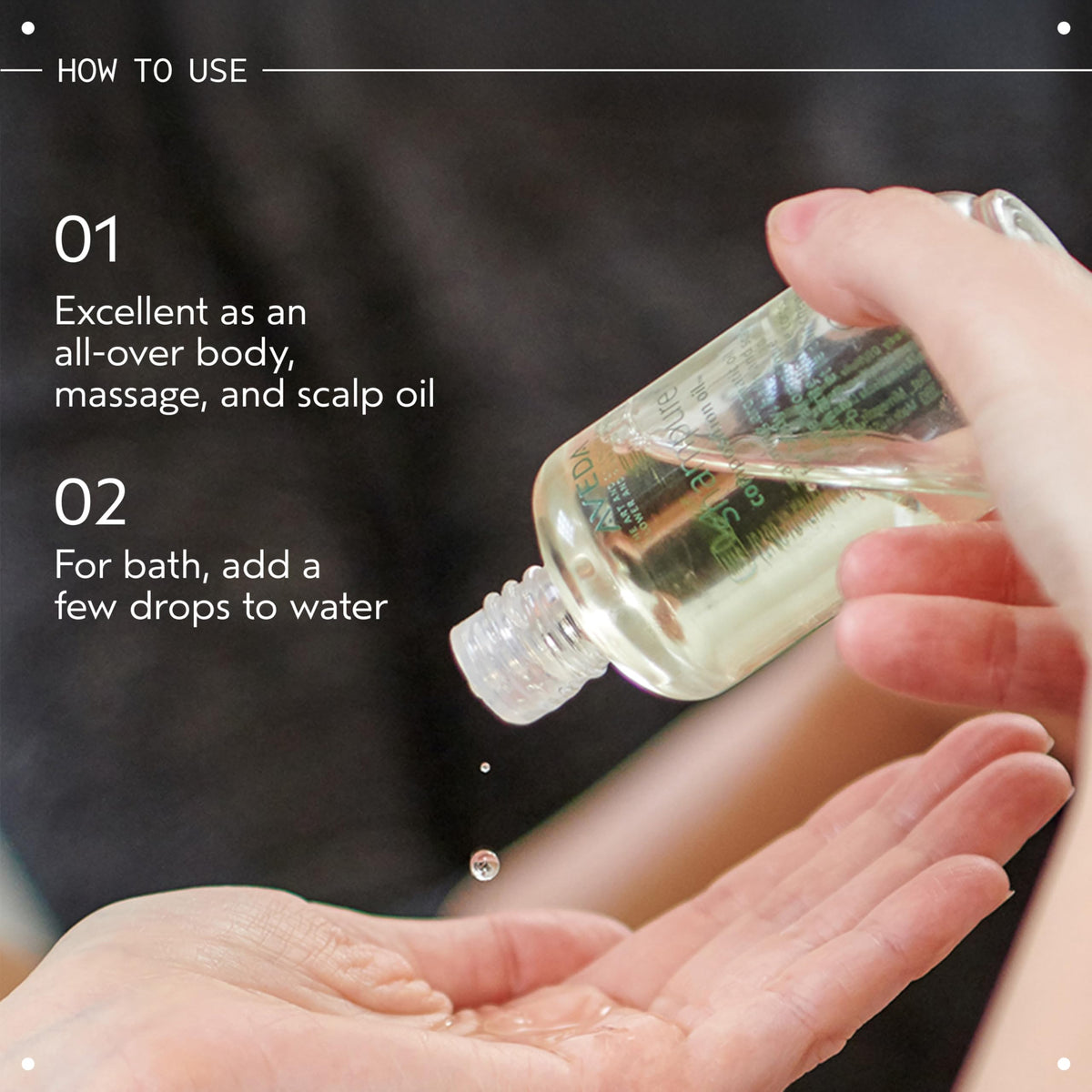 Person applying Aveda Shampure to scalp demonstrating nourishing massage benefit
