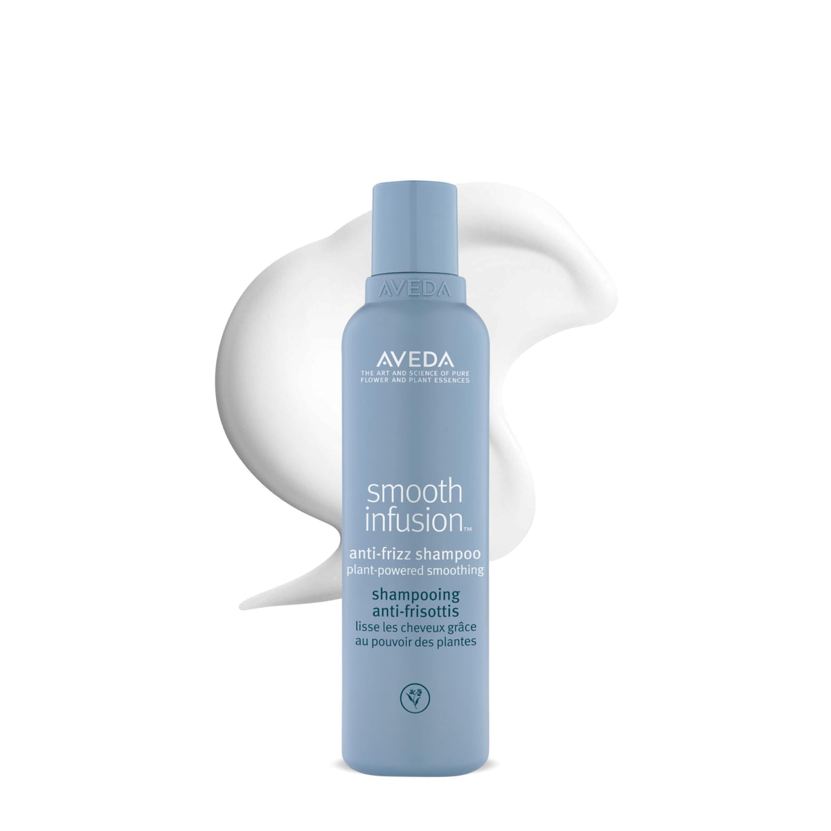 Aveda bottle front packaging showing product name and sleek benefit