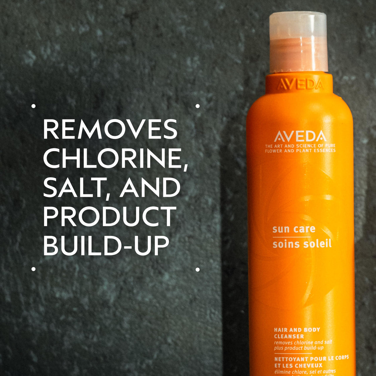 Aveda pump close-up highlighting easy one-handed dispensing benefit