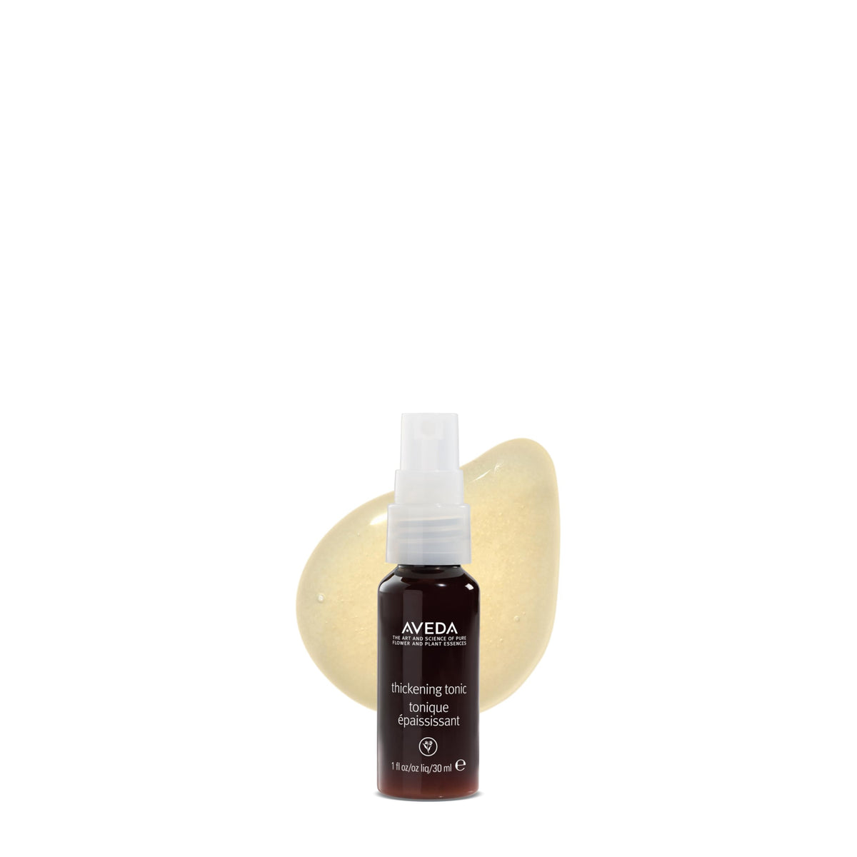 Aveda Thickening Tonic front packaging shows bottle and label with cleaner styling benefit