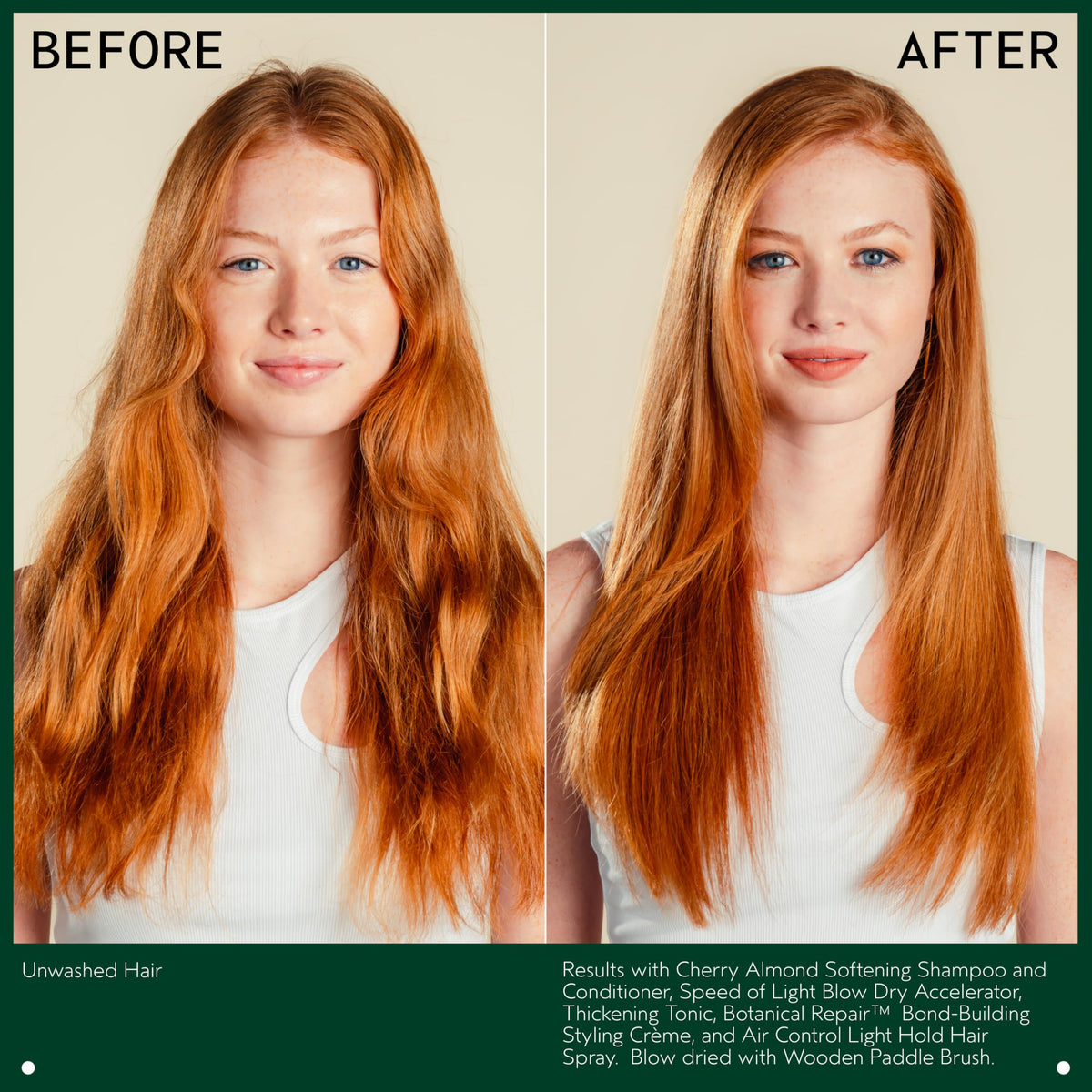 Applying Aveda Thickening Tonic at roots for instant lift and increased volume benefit