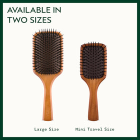 Aveda full-size brush beside mini brush for travel-friendly comparison