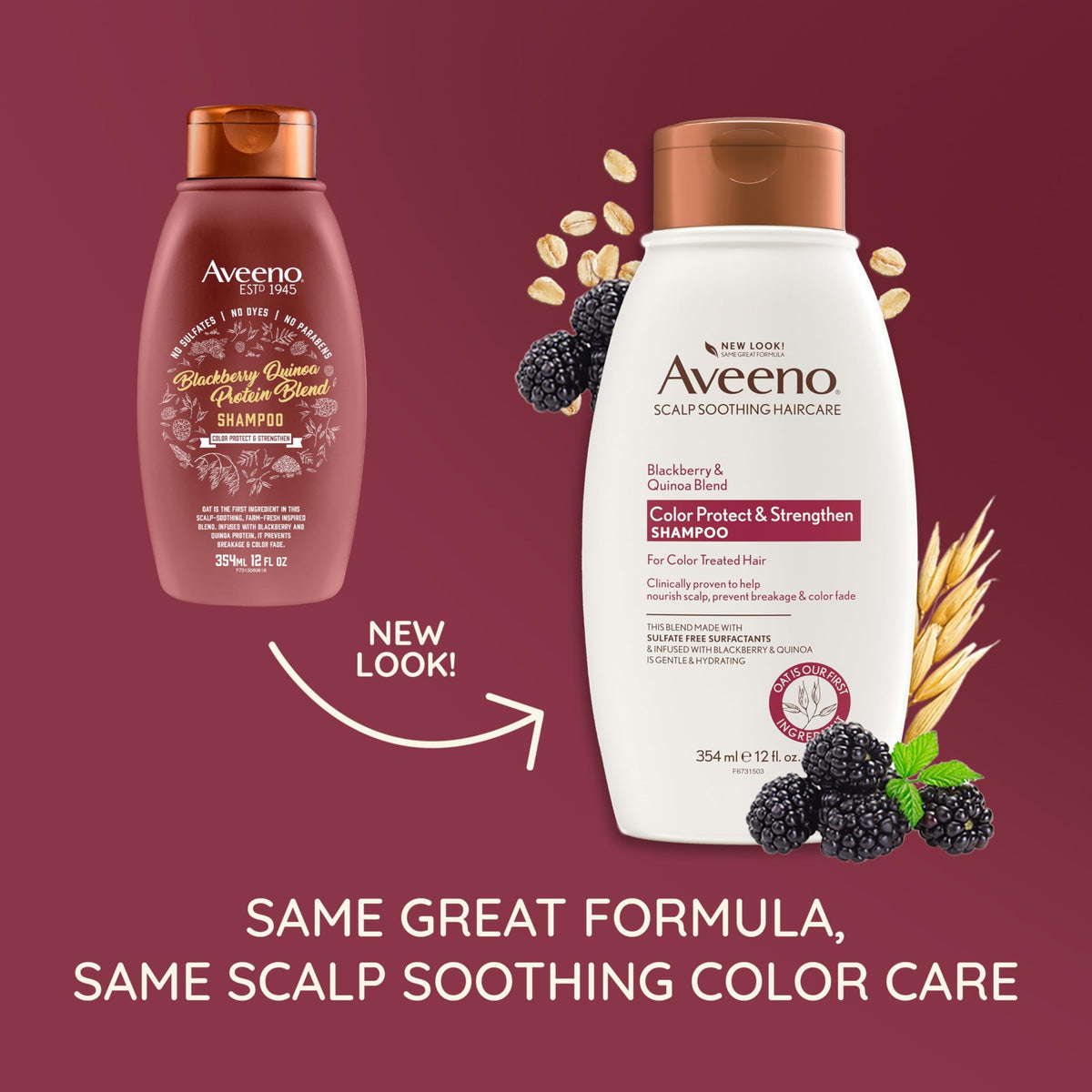Aveeno back label with ingredients and usage directions for clarity