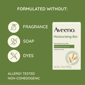 Aveeno bar on bathroom sink demonstrating neat storage and daily routine