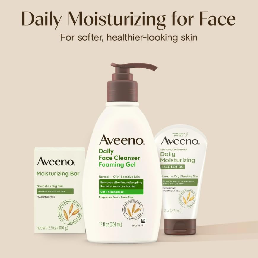 Aveeno bar staged by sink in bathroom portraying everyday routine comfort benefit
