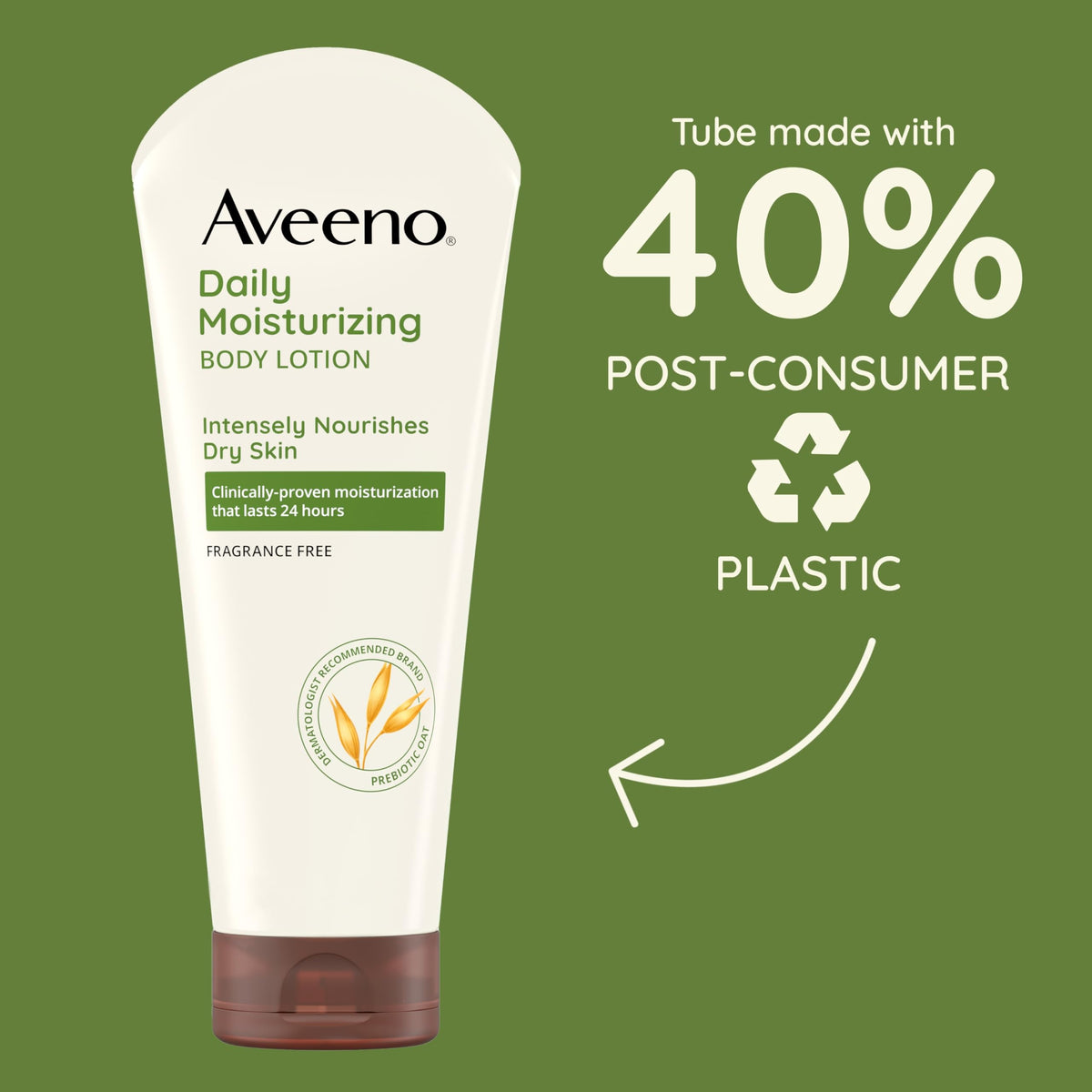 Aveeno bottle close-up highlighting prebiotic oat label and gentle formula