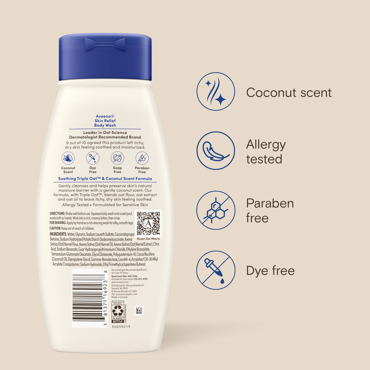 Aveeno bottle beside moisturizing lotion indicating a routine for long-lasting hydration