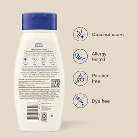 Aveeno bottle beside moisturizing lotion indicating a routine for long-lasting hydration