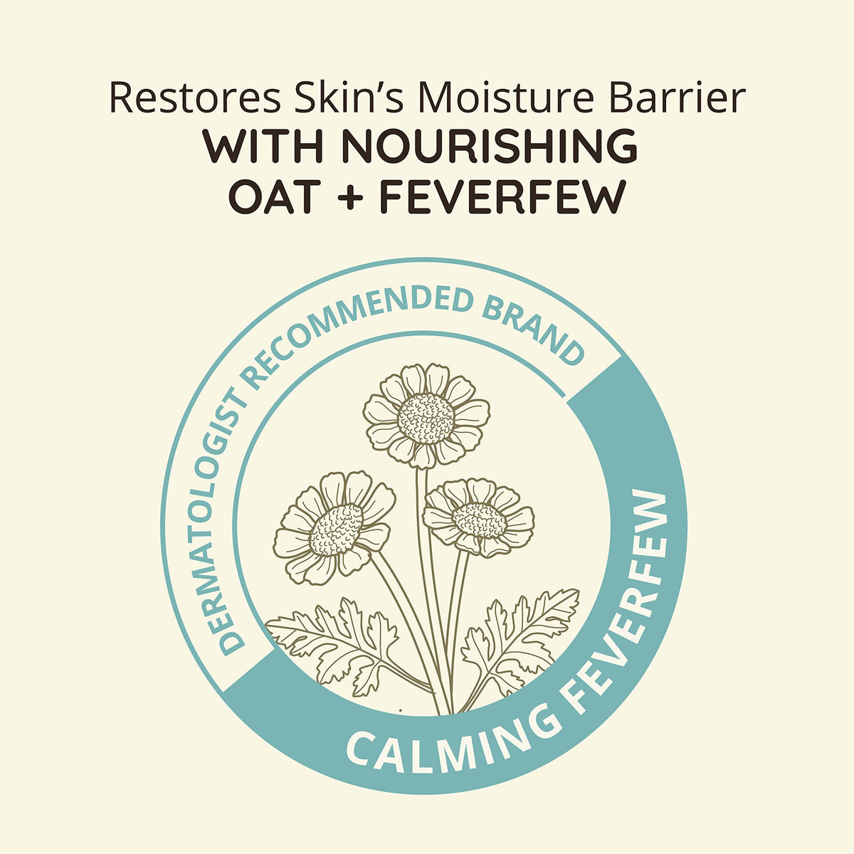 Aveeno bottle beside a moisturizer, suggesting a calming daily skincare routine