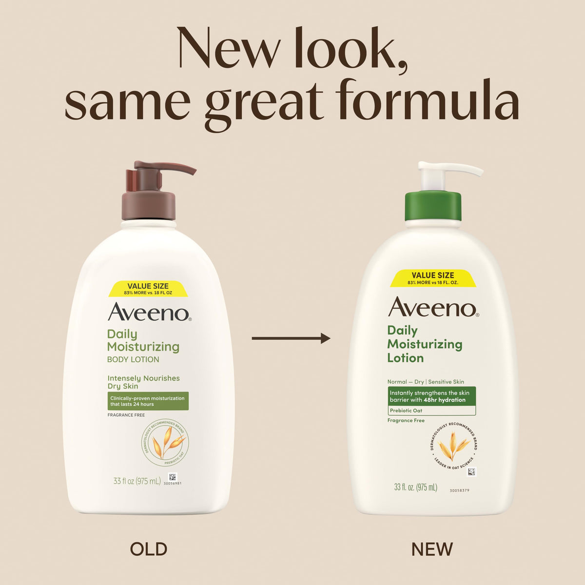 Aveeno pump nozzle close-up highlighting easy dispensing and quick use benefit
