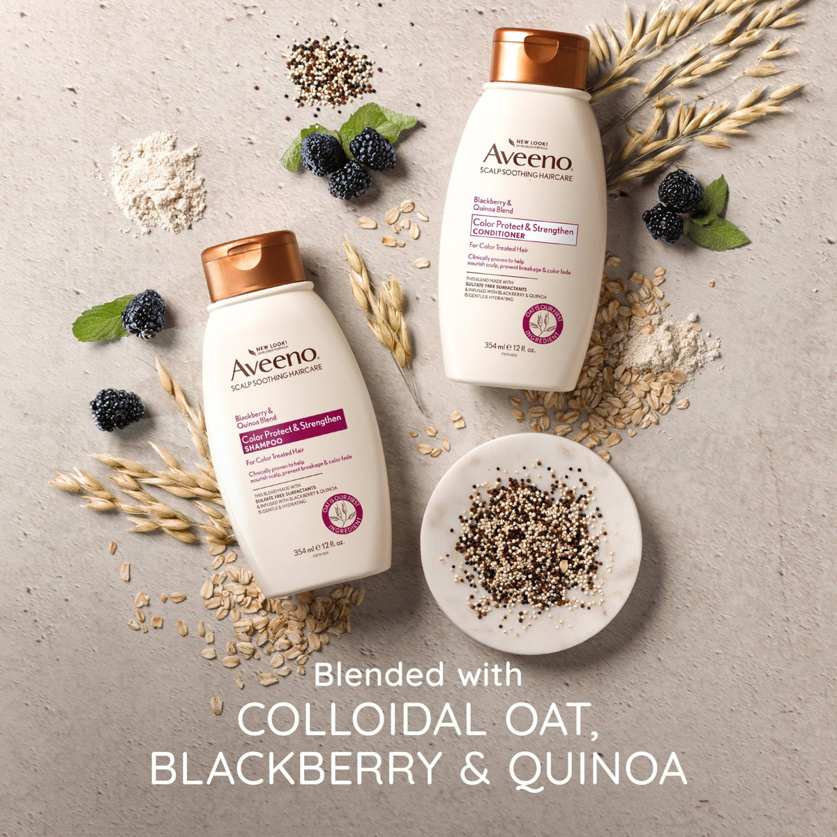 Aveeno conditioner in hand on wet hair illustrating detangling benefit
