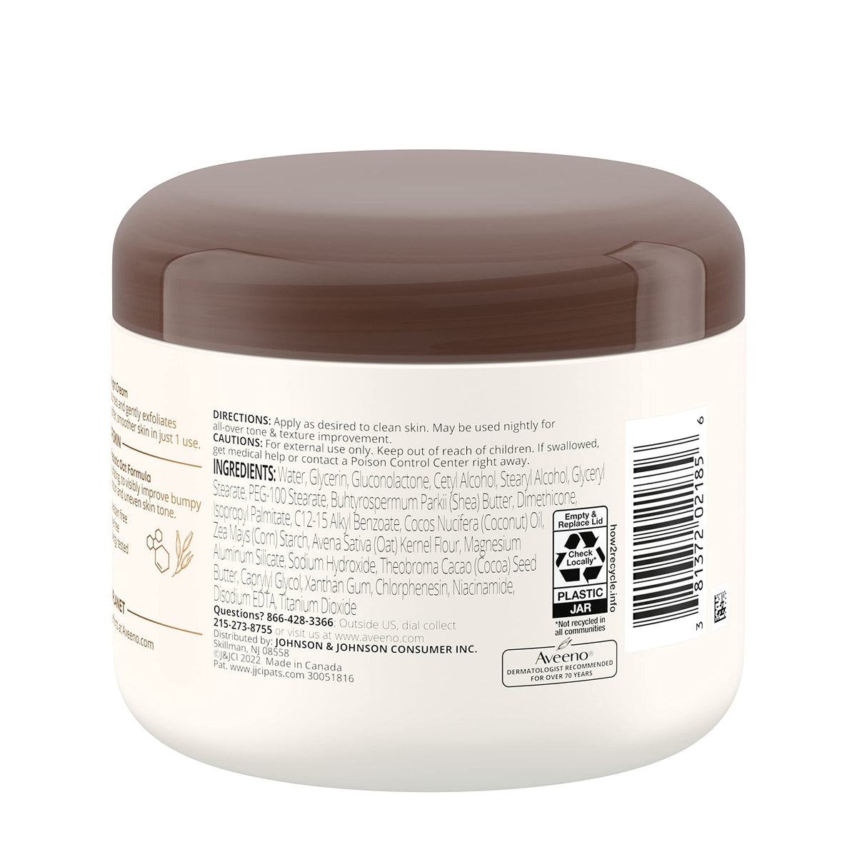 Aveeno creamy formula absorbed into skin close detail showing hydration without greasiness