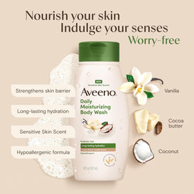 Aveeno creamy lather closeup showing rich foam for gentle hydration