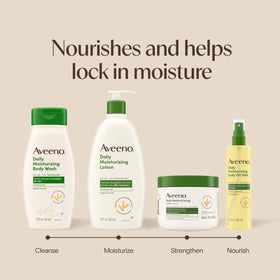 Aveeno applied to forearm by family member showing gentle, soothing hydration